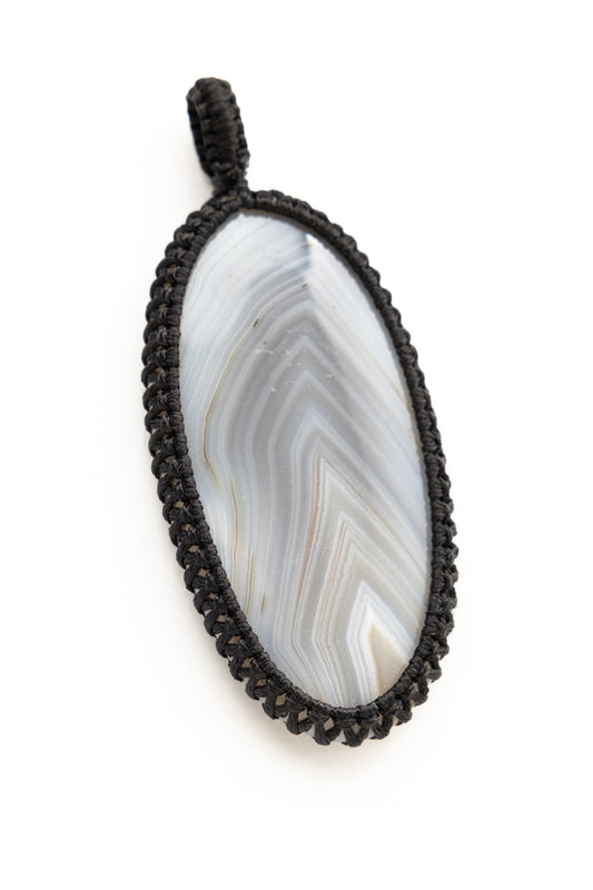 Botswana agate macramé pendant