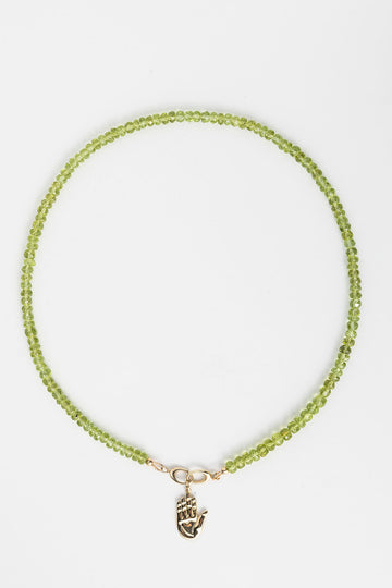 14-Karat Gold Green Peridot Interlocking Necklace