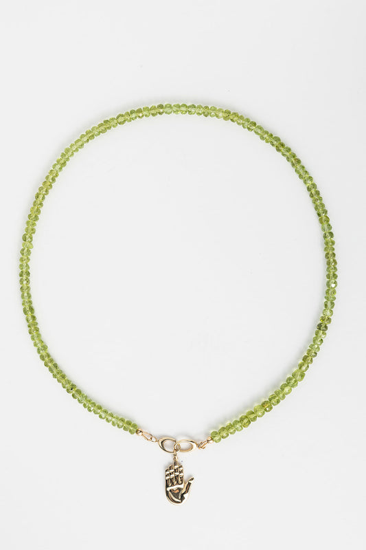 14-Karat Gold Green Peridot Interlocking Necklace