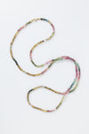14-karat gold rainbow tourmaline double wrap necklace