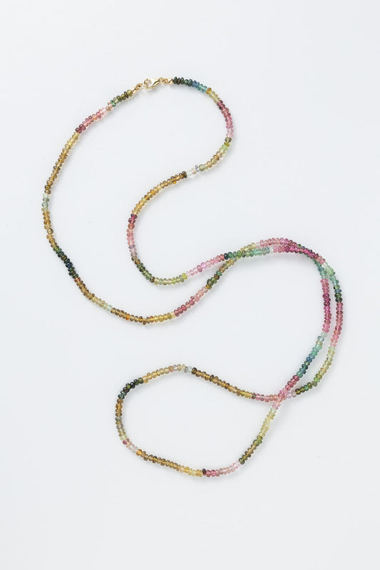 gold-filled rainbow tourmaline double wrap necklace
