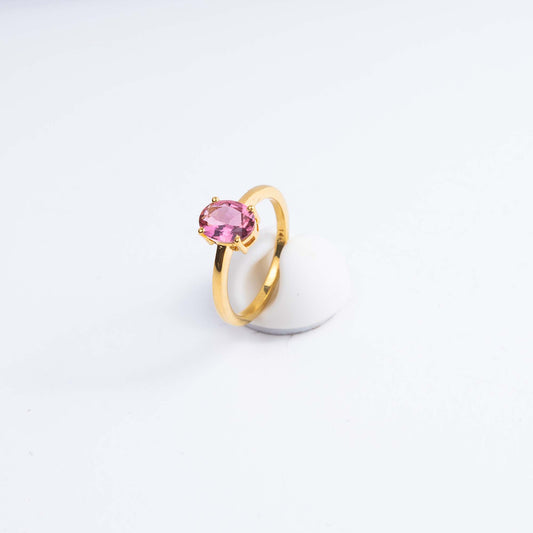 14-karat gold pink tourmaline ring