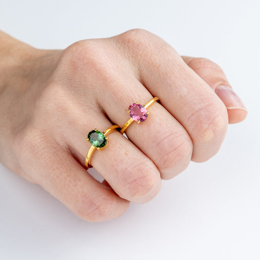 14-karat gold pink tourmaline ring