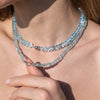 14-karat gold aquamarine tubes interlocking necklace