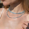 14-karat gold aquamarine tubes interlocking necklace