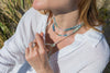 shaded aquamarine double wrap necklace