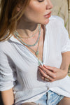 shaded aquamarine double wrap necklace