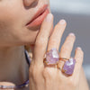 Freeform faceted purple amethyst crystal ring