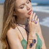 Freeform faceted purple amethyst crystal ring