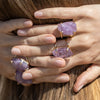 Freeform faceted purple amethyst crystal ring