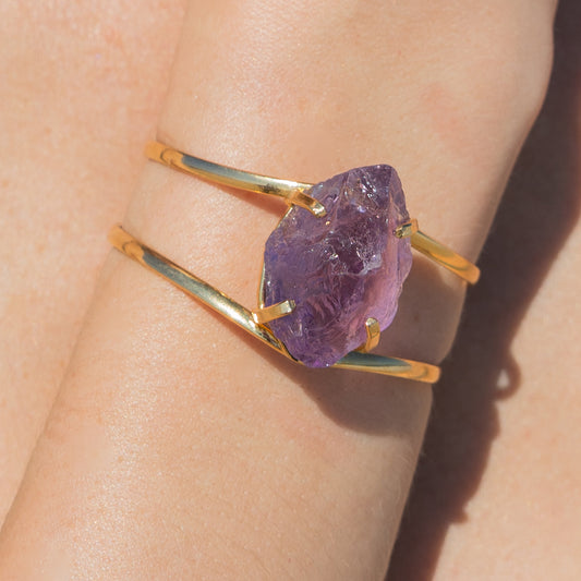 Raw amethyst cuff bracelet