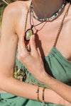 Multi Fire Labradorite Macrame Pendant