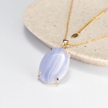 Blue lace agate mixed shape cabochon pendant