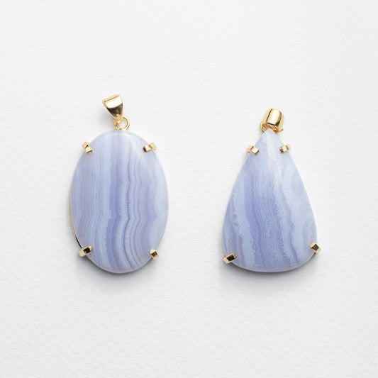 Blue lace agate mixed shape cabochon pendant