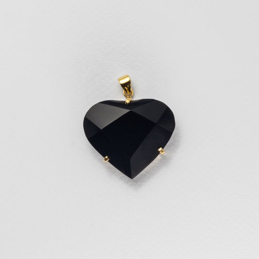 Black obsidian faceted heart pendant