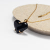 Black obsidian puffy heart pendant