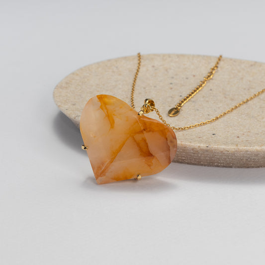 Golden healer faceted heart pendant