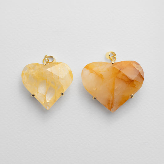 Golden healer faceted heart pendant