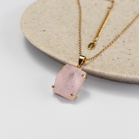Rose quartz small freeform faceted pendant