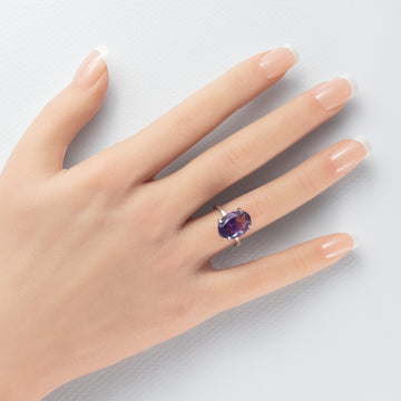 925 sterling silver oval amethyst ring