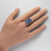 Raw blue kyanite crystal cuff ring