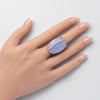 Blue lace agate mixed shape cabochon ring