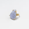 Blue lace agate mixed shape cabochon ring
