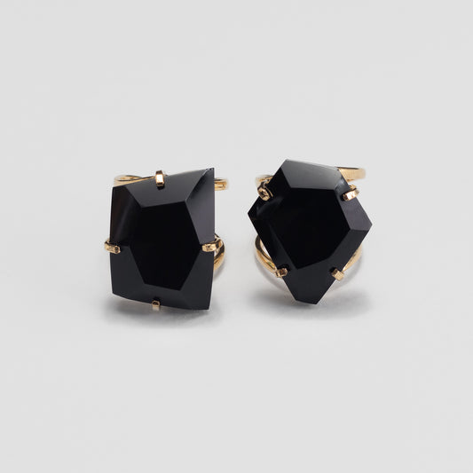 Black onyx freeform faceted ring