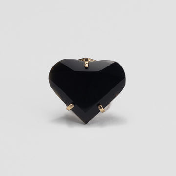 Black obsidian faceted heart ring