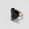 Black obsidian faceted heart ring