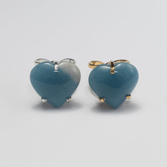 Paraiba blue quartz heart ring