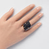 Raw black tourmaline bar crystal ring