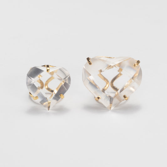 Faceted heart crystal arc ring