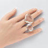 Faceted heart crystal arc ring