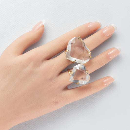 Faceted heart crystal arc ring
