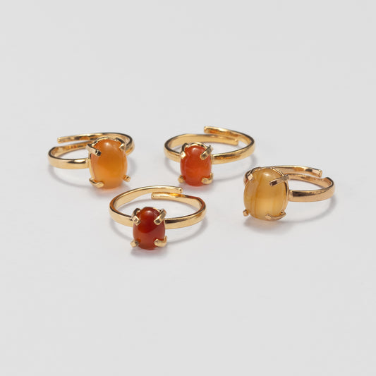 Petite oval carnelian cabochon ring