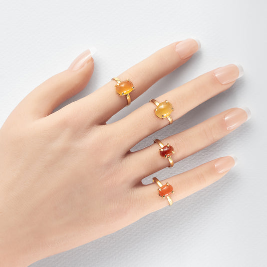 Petite oval carnelian cabochon ring