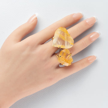 Golden healer faceted heart ring
