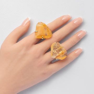 Golden healer faceted heart inner band ring