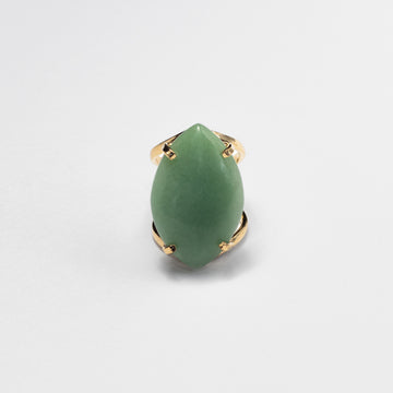 Green quartz marquise cabochon ring