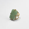 Rectangle green quartz crystal ring