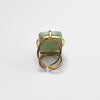 Rectangle green quartz crystal ring
