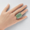 Rectangle green quartz crystal ring