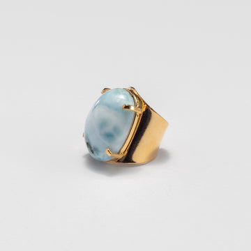 Larimar oval cuff ring