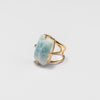 Larimar rectangle cabochon ring