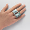 Larimar rectangle cabochon ring