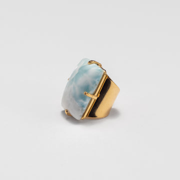 Larimar rectangle cuff ring