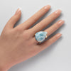 Larimar pear-shaped cabochon ring
