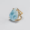 Larimar pear-shaped cabochon ring
