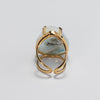 Larimar pear-shaped cabochon ring